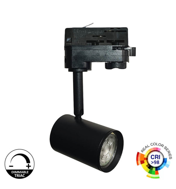 Spot LED 8W EOS-S145 noir dimmable sur rail triphasé — éclairage de magasin