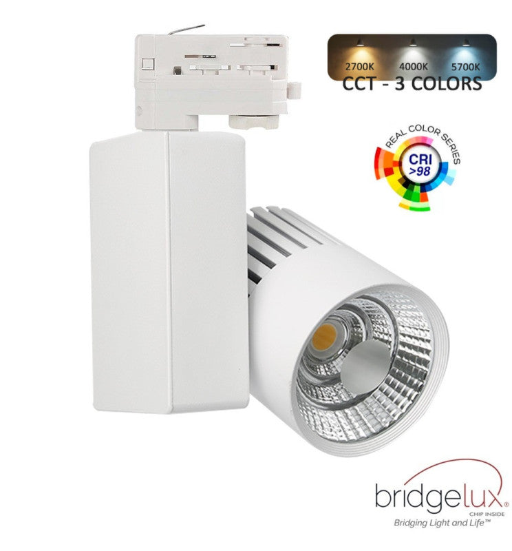 Spot LED 40W EOS-S300 blanc sur rail triphasé — éclairage de magasin