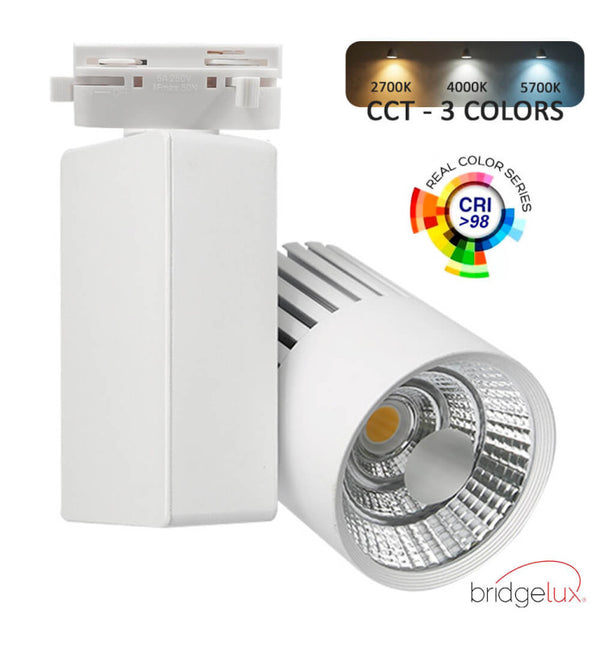 Spot LED 40W EOS-S300 blanc sur rail monophasé — éclairage de magasin