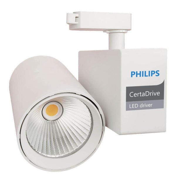 Spot LED 40W EOS-S420 blanc orientable sur rail monophasé — éclairage de magasin