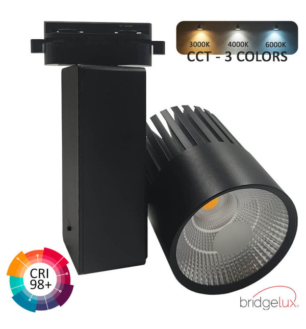 Spot LED 40W EOS-S300 noir sur rail monophasé — éclairage de magasin