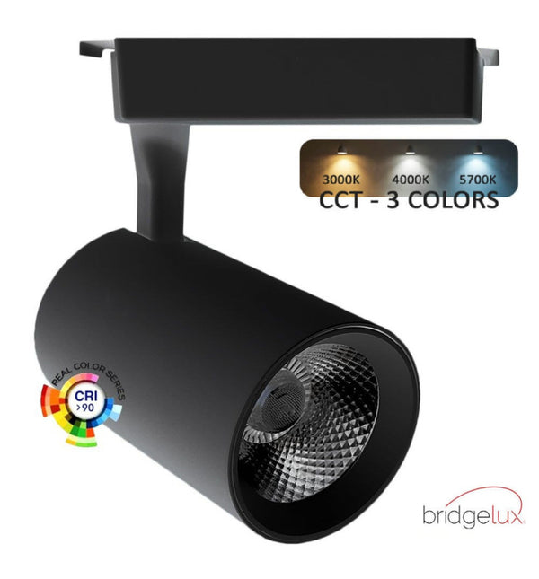 Spot LED 30W EOS-S200 noir sur rail monophasé — éclairage de magasin