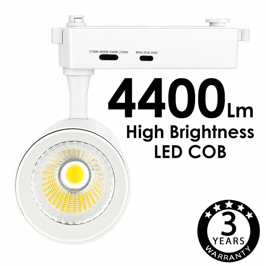 Spot LED 30-40W EOS-S200 blanc sur rail monophasé — éclairage de magasin