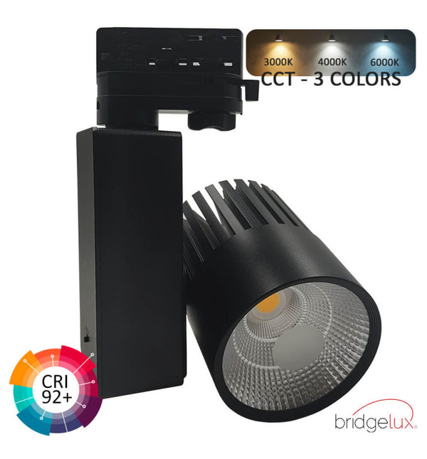 Spot LED 40W EOS-S300 noir sur rail triphasé — éclairage de magasin